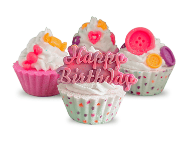 Birthday Cupcake Bath Bomb Set – 4 Bath Bombs with Bubble Bath Frosting - Bath & Body Products ByRawand